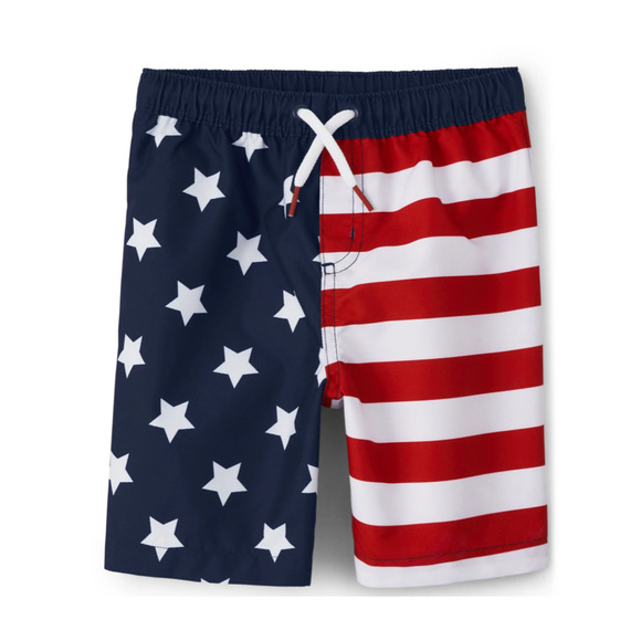 NWT Gymboree Boys Red, White & Blue American Flag Swim Shorts/suit - Picture 10 of 11